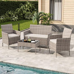 GarveeLife 4-Piece Patio Furniture Set, Rattan Outdoor Furniture - Image 8