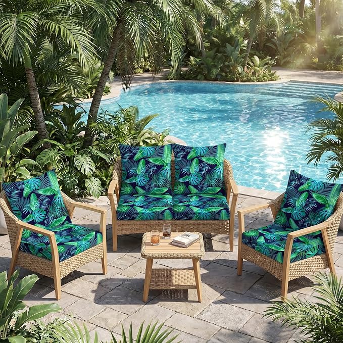 8Pcs Patio Cushion Covers Stretch Outdoor Furniture Protector Slipcovers | - Image 2
