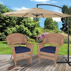 Jeco Wicker Chair with Blue Cushion, Honey/W00205- - Image 2