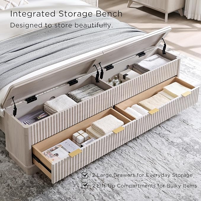 T4TREAM Fluted Queen Size Bed Frame - Image 4