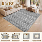 cotiled Boho 8x10 Area Rugs for Living Room: Large Moroccan Washable Rug | Low - Image 10