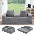 MAXYOYO Loveseat Sofa Bed, Striped Faux Fur Foldable Floor Sofa Couch in A Box by MAXYOYO