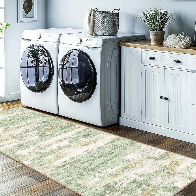 Washable Runner Rugs 3x10 Abstract Kitchen Runner Rug Non Slip Backing - Image 8