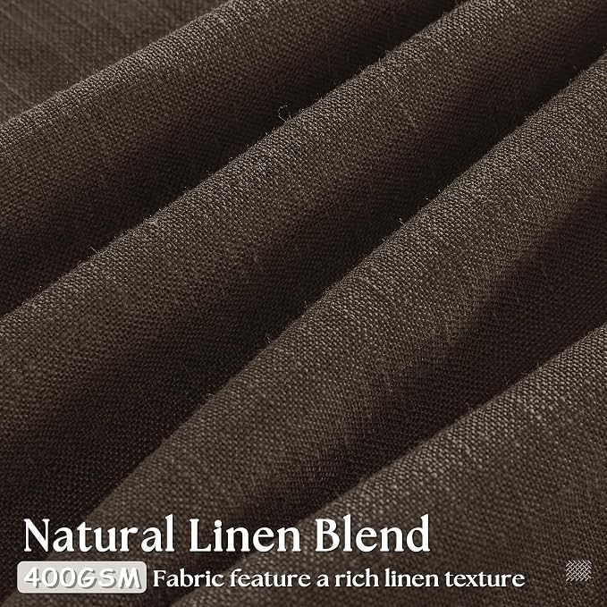 Dark Chocolate 96 Inch Pinch Pleated Semi Sheer Linen Curtains 2 Panels | - Image 3