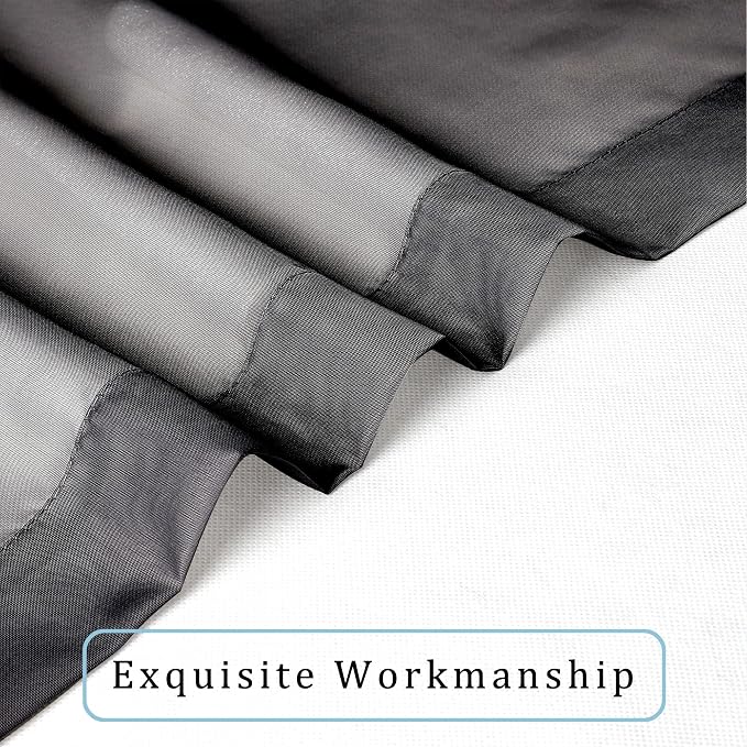 Black Sheer Curtains 68 Inch Length 2 Panels Set - Image 4