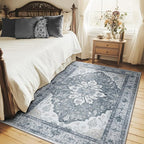RELEANY Washable Area Rug, Water Repellent, Pet Friendly, Vintage Floral Boho - Image 3