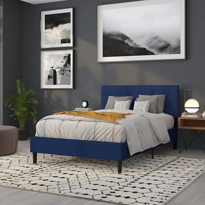 Flash Furniture Bedford Tufted Upholstered Full Size Headboard in Navy Fabric - Image 4