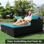 Tangkula Outdoor Rattan Daybed, Sunbed Wicker Furniture w/Spacious Seat - Image 2