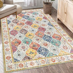 HEBE Area Rug for Entryway 3'x5', Washable Non Slip Boho Bedroom Rug | Soft - Image 7