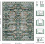 8x10 Area Rugs, Vintage Retro Soft Washable Rug, Non-Slip Low Pile Rugs - Image 2
