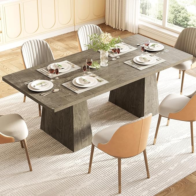 LITTLE TREE Dining Table for 6 People, Wooden Table, Rectangle Furniture - Image 4