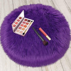 Faux Sheepskin Round Fluffy Rug Small 2ft Furry Purple Fur Circle Rugs by TENNOLA