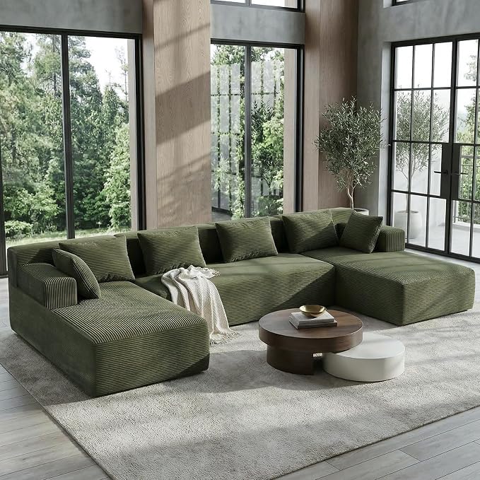 MONVANE 141" U Shaped Cloud Sectional Couch - Image 2