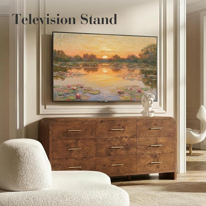 Curved 9-Drawer Dresser for Bedroom, Vanity Desk TV Stand for Living Room - Image 4