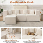 MONVANE 103'' Modular Sectional Sofa, Cloud Sectional Couch - Image 7