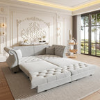 83.8" Oversized Pull Out Sofa Bed, Chesterfield Velvet Sleeper Sofa Couch - Image 7