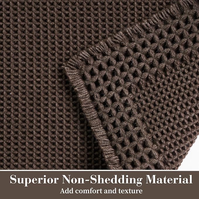 RESARE Waffle Bath Mat for Bathroom Non Slip Bathroom Rugs 20x32 Dark Brown | - Image 2