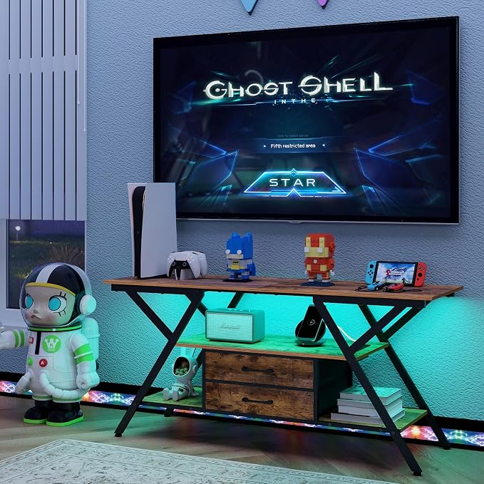 Simoretus TV Stand with Power Outlet and LED Lights, Fits TVs up to 65” - Image 4