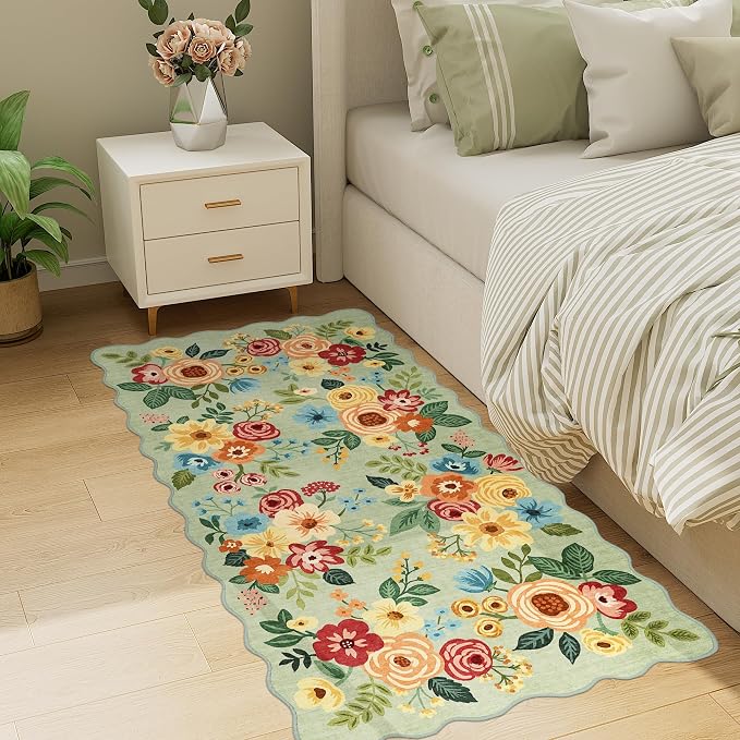 DUKINO 2x4 Rug for Entryway, Floral Washable Kitchen Rugs Non Slip, Low Pile - Image 4