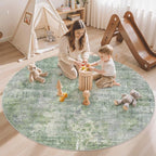 Soalmost Abstract 5x5 Round Rug 5ft Circle Living Room Rugs, Low Pile Stain - Image 4