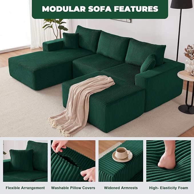 Weture 108” Modular Sectional Couches, Modern Modular U-Shape Sofa - Image 6