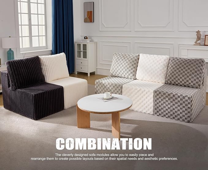 Single Sofa 1 Seat Couch with Deep Seat Memory Foam Cloud Chair with Pillows - Image 7
