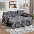 Convertible Sleeper Sofa Bed, 63 Inch Chenille Pull Out Couch by Outdoorchairs