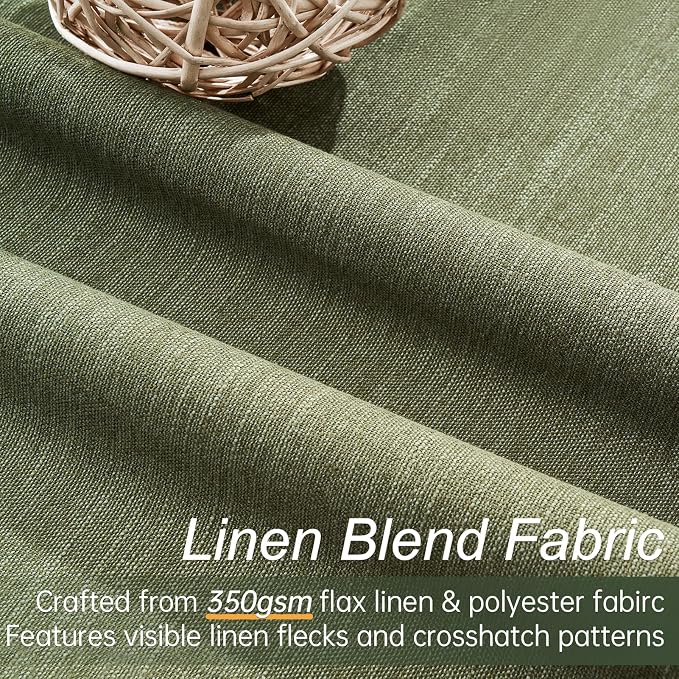 Green Blackout Curtains 95 Inches Long 2 Panels Set Room Darkening Vintage - Image 2