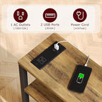 Narrow Side Table with Charging Station Slim End Table Sofa with Magazine Rack - Image 4