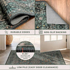 Dark Green Floral Living Room Rug 5x7 Area Rug - Image 4