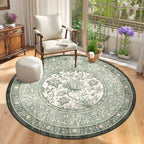 GarveeHome Sage Green Botanical Grove 6ft Round Rug, Small Circle Vintage by GarveeHome