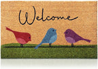 Coir Welcome Mat, Colorful Birds, 24 x 36 in | 100% Natural Coir, Anti-Shedding by AmaruDoorMats