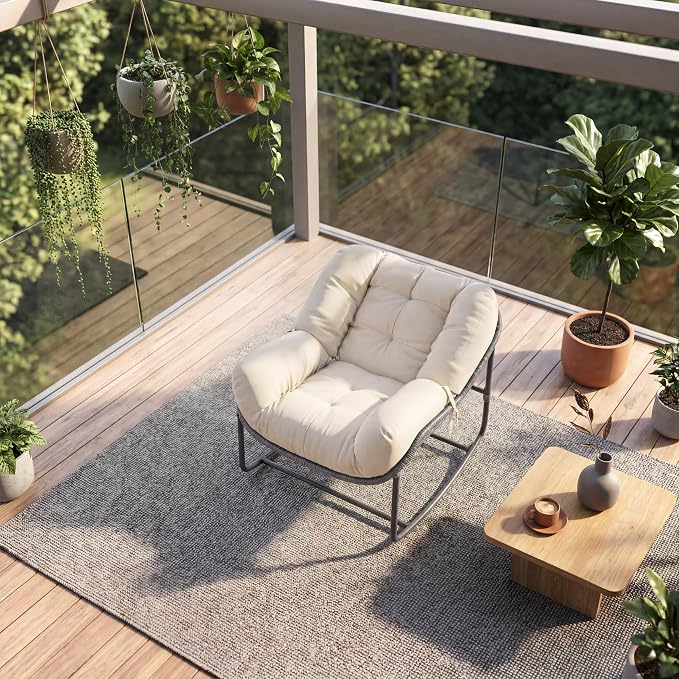 GarveeLife Outdoor Lazy Rocking Chair, Single Metal Rocker - Image 7