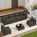 LOUVIXA 7 Piece Outdoor Patio Furniture Set, Outdoor Sectional Sofa, Wicker - Image 9