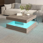 HedoAjim LED Coffee Table for Living Room, Living Room Table 2-Tier Square - Image 7