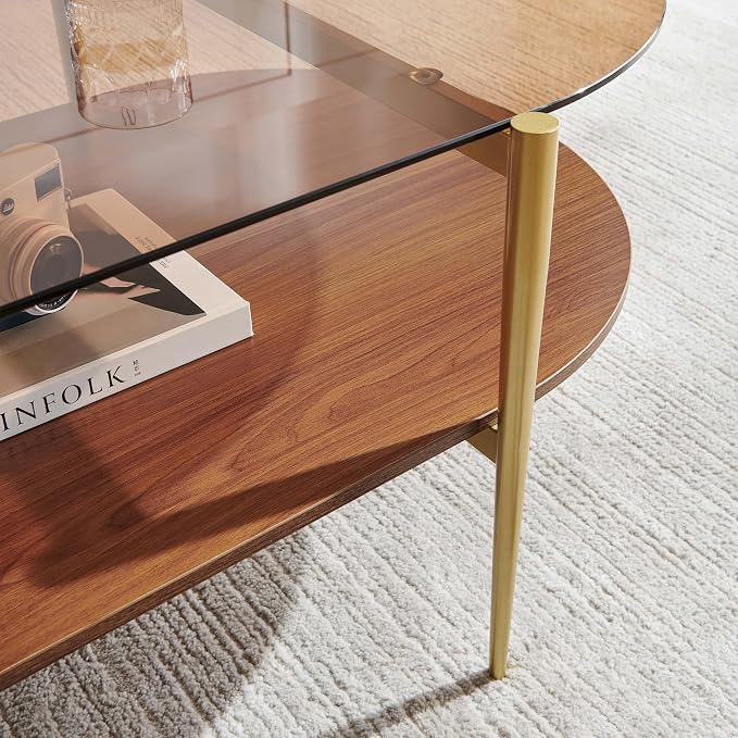 LumFurn X-Large Oval Glass Coffee Table, Mid-Century Modern Design, L47 x W24 x - Image 7