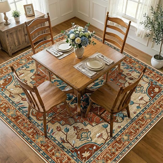 RELEANY Washable Area Rug, Square 8'x8', Water Repellent, Pet Friendly - Image 2