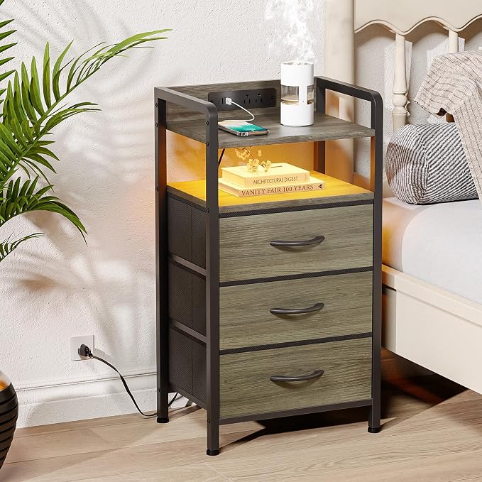 Lazzanto Night Stand with Charger Station - Image 2