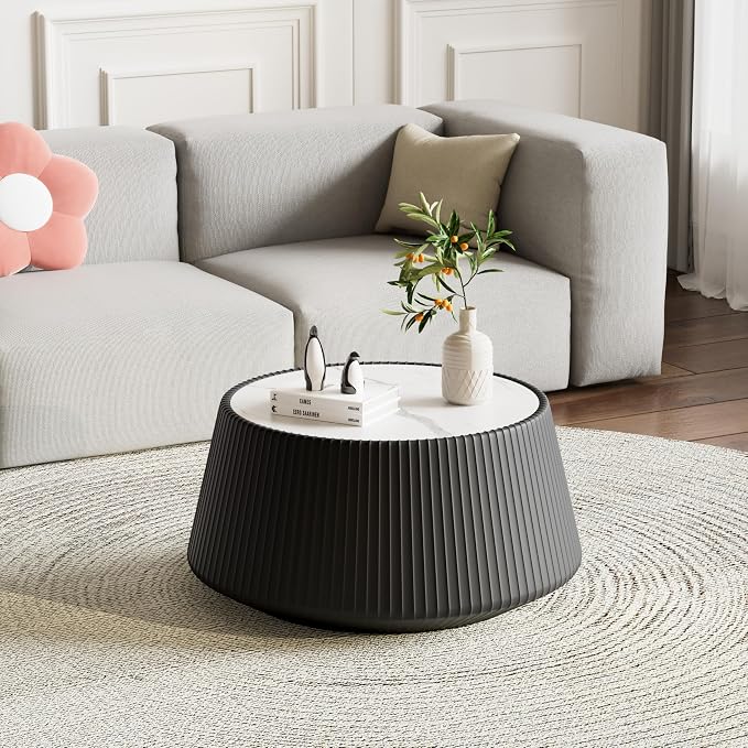 Modern Marble Nesting Coffee Table Set of 2, 26.77" Cup Shaped Coffee and End - Image 5