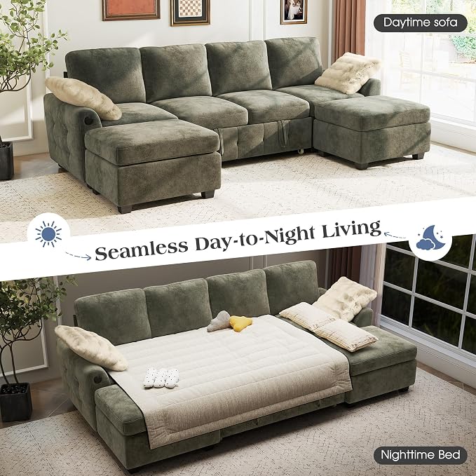 Ihanherry L-Shaped Sectional Sofa Bed, 6-Seater Convertible Pull Out Sleeper - Image 3