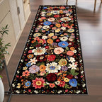 Black Brown Floral Hallway Runner Rug 3x7 - Image 5