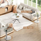 Hooseng Set of 2 Round Coffee Tables, Faux Marble Top and Modern Tempered - Image 4