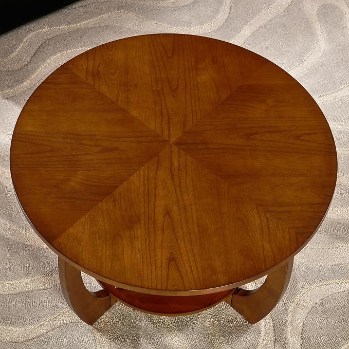 Round Solid Wood Coffee & End Table Set, 2-Piece Solid Wood Living Room Table - Image 9