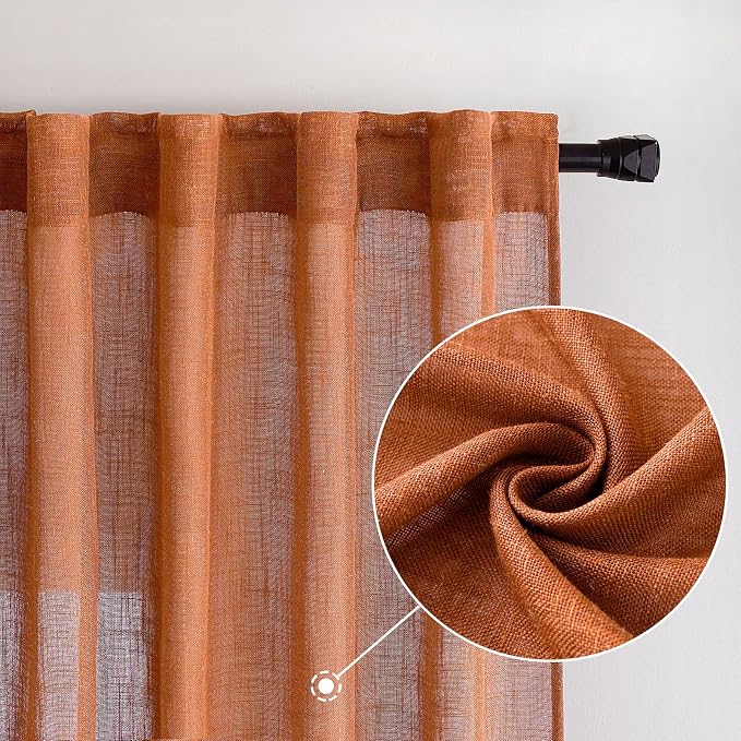 MIULEE Orange Fall Linen Curtains 52x90 Inch 2 Panels - Image 7