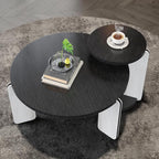 GDFStudio Round Nesting Coffee Table Set of 2, Modern Wooden Accent Side Table - Image 3