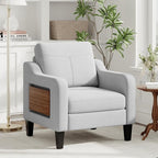 Accent Chair for Living Room Modern Linen Upholstered Armchair Side Wooden - Image 8