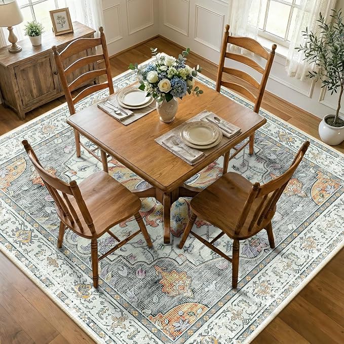 RELEANY Washable Area Rug, Square 8'x8', Water Repellent, Pet Friendly - Image 2