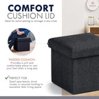 Ornavo Home Small Storage Ottoman Foldable Collapsible Cube Square Linen - Image 6