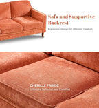 Kingfun 80" Chenille Sofa, 3 Seater Couch, Mid Century Modern Couches - Image 6