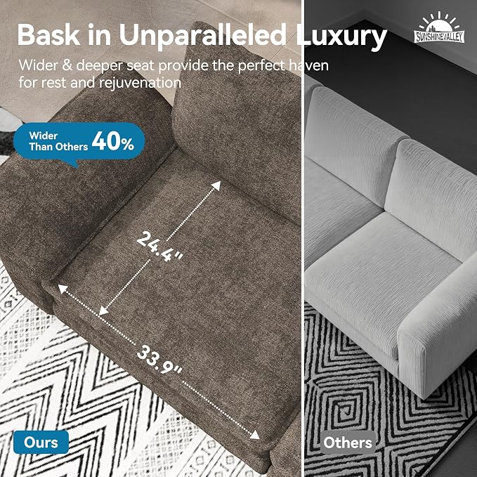 SUNSHINE VALLEY Sofa and Loveseat Set, Oversized Chenille Modular Love seat and - Image 2